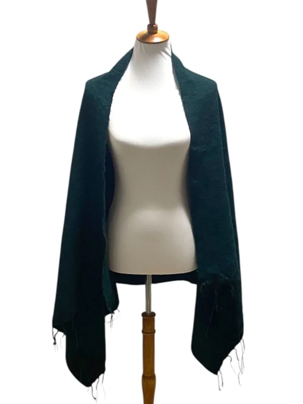 Cheppu From Himalaya Made In Nepal Blanket Scarf Green One Size Boho Coastal
